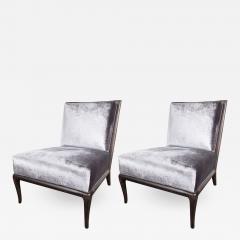 T H Robsjohn Gibbings Pair of Ebonized Walnut Slipper Chairs by Robsjohn Gibbings for Widdicomb Co  - 1541316