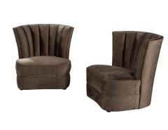 T H Robsjohn Gibbings Pair of Mid Century Modern Curved Channel Back Lounge Chairs - 2920466