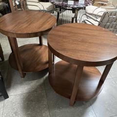 T H Robsjohn Gibbings Pair of Mid century Light Mahogany Circular Side Tables by Robsjohn Gibbings - 2986397