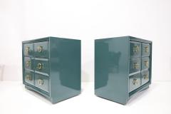 T H Robsjohn Gibbings Pair of Robsjohn Gibbings for Widdicomb Chests Newly Lacquered in Deep Green - 4803878