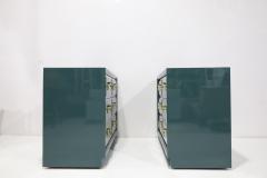 T H Robsjohn Gibbings Pair of Robsjohn Gibbings for Widdicomb Chests Newly Lacquered in Deep Green - 4803880