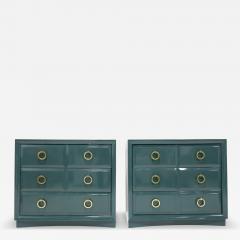 T H Robsjohn Gibbings Pair of Robsjohn Gibbings for Widdicomb Chests Newly Lacquered in Deep Green - 4803980