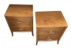 T H Robsjohn Gibbings Pair of Robsjohn Gibbings for Widdicomb walnut nightstands end tables - 2861330