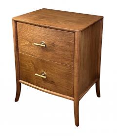 T H Robsjohn Gibbings Pair of Robsjohn Gibbings for Widdicomb walnut nightstands end tables - 2861331