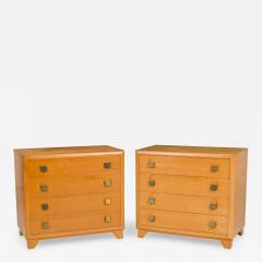 T H Robsjohn Gibbings Pair of T H Robsjohn Gibbings Modern Bleached Walnut and Brass Chests - 4307144