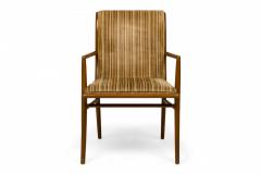 T H Robsjohn Gibbings Pair of T H Robsjohn Gibbings for Widdicomb Striped Walnut Dining Armchairs - 2789282