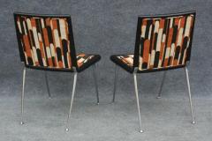 T H Robsjohn Gibbings Pair of Very Rare T H Robsjohn Gibbings Side Chairs Wood Nickel Upholstery - 3605356