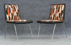 T H Robsjohn Gibbings Pair of Very Rare T H Robsjohn Gibbings Side Chairs Wood Nickel Upholstery - 3605357
