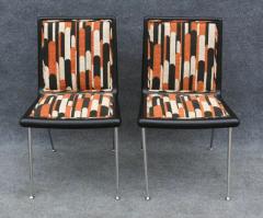 T H Robsjohn Gibbings Pair of Very Rare T H Robsjohn Gibbings Side Chairs Wood Nickel Upholstery - 3605365