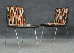 T H Robsjohn Gibbings Pair of Very Rare T H Robsjohn Gibbings Side Chairs Wood Nickel Upholstery - 3605403