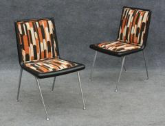 T H Robsjohn Gibbings Pair of Very Rare T H Robsjohn Gibbings Side Chairs Wood Nickel Upholstery - 3605404