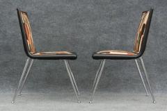 T H Robsjohn Gibbings Pair of Very Rare T H Robsjohn Gibbings Side Chairs Wood Nickel Upholstery - 3605411