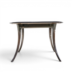T H Robsjohn Gibbings Robsjohn Gibbings for Widdicomb Ebonized Saber Leg Dining Table with 2 Leaves - 4703329