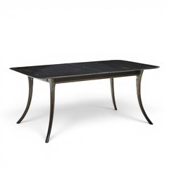 T H Robsjohn Gibbings Robsjohn Gibbings for Widdicomb Ebonized Saber Leg Dining Table with 2 Leaves - 4703330