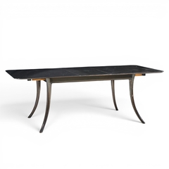 T H Robsjohn Gibbings Robsjohn Gibbings for Widdicomb Ebonized Saber Leg Dining Table with 2 Leaves - 4703331