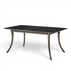 T H Robsjohn Gibbings Robsjohn Gibbings for Widdicomb Ebonized Saber Leg Dining Table with 2 Leaves - 4703333