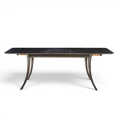 T H Robsjohn Gibbings Robsjohn Gibbings for Widdicomb Ebonized Saber Leg Dining Table with 2 Leaves - 4703334