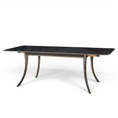 T H Robsjohn Gibbings Robsjohn Gibbings for Widdicomb Ebonized Saber Leg Dining Table with 2 Leaves - 4703335