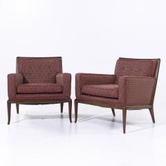 T H Robsjohn Gibbings Robsjohn Gibbings for Widdicomb MCM Walnut Saber Leg Lounge Chairs Pair - 4046176