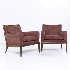 T H Robsjohn Gibbings Robsjohn Gibbings for Widdicomb MCM Walnut Saber Leg Lounge Chairs Pair - 4046177