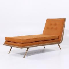T H Robsjohn Gibbings Robsjohn Gibbings for Widdicomb Mid Century Brass Mahogany Chaise Lounge Chair - 4220143