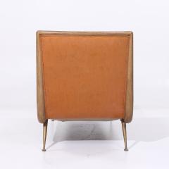 T H Robsjohn Gibbings Robsjohn Gibbings for Widdicomb Mid Century Brass Mahogany Chaise Lounge Chair - 4220147