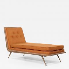 T H Robsjohn Gibbings Robsjohn Gibbings for Widdicomb Mid Century Brass Mahogany Chaise Lounge Chair - 4221993