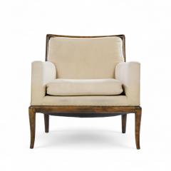 T H Robsjohn Gibbings Robsjohn Gibbings for Widdicomb Mid Century Walnut Saber Leg Lounge Chair Pair - 4384519