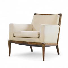 T H Robsjohn Gibbings Robsjohn Gibbings for Widdicomb Mid Century Walnut Saber Leg Lounge Chair Pair - 4384522