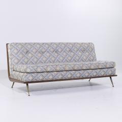 T H Robsjohn Gibbings Robsjohn Gibbings for Widdicomb Model 1727 MCM Mid Century Walnut and Brass Sofa - 4046459