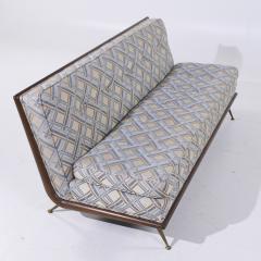 T H Robsjohn Gibbings Robsjohn Gibbings for Widdicomb Model 1727 MCM Mid Century Walnut and Brass Sofa - 4046461