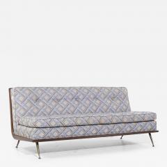 T H Robsjohn Gibbings Robsjohn Gibbings for Widdicomb Model 1727 MCM Mid Century Walnut and Brass Sofa - 4049446