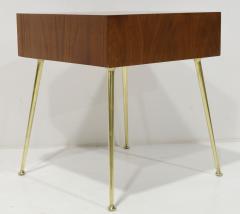 T H Robsjohn Gibbings Robsjohn Gibbings for Widdicomb Side Table in Walnut Brass and Cane 1950s - 3447267