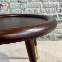 T H Robsjohn Gibbings Round Mahogany Brass Side Table attributed to Robsjohn Gibbings 1950 - 3246768