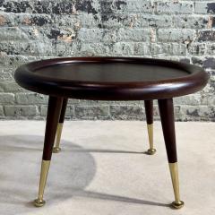 T H Robsjohn Gibbings Round Mahogany Brass Side Table attributed to Robsjohn Gibbings 1950 - 3246770