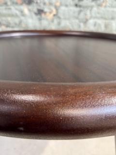 T H Robsjohn Gibbings Round Mahogany Brass Side Table attributed to Robsjohn Gibbings 1950 - 3246772