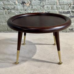 T H Robsjohn Gibbings Round Mahogany Brass Side Table attributed to Robsjohn Gibbings 1950 - 3246774