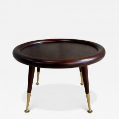 T H Robsjohn Gibbings Round Mahogany Brass Side Table attributed to Robsjohn Gibbings 1950 - 3251306