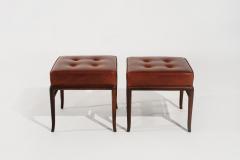 T H Robsjohn Gibbings Set of Stools by T H Robsjohn Gibbings in Cognac Leather C 1950s - 3692623