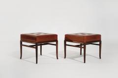 T H Robsjohn Gibbings Set of Stools by T H Robsjohn Gibbings in Cognac Leather C 1950s - 3692624