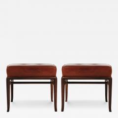 T H Robsjohn Gibbings Set of Stools by T H Robsjohn Gibbings in Cognac Leather C 1950s - 3697546