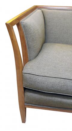 T H Robsjohn Gibbings Shapely American Mid century Robsjohn Gibbings Style Sofa with Flared Arms - 3234264