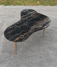 T H Robsjohn Gibbings T H Gibbings Style Italian Kidney Form Nero Portoro Marble Coffee Table Brass - 4349412