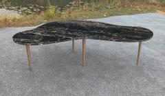 T H Robsjohn Gibbings T H Gibbings Style Italian Kidney Form Nero Portoro Marble Coffee Table Brass - 4349418