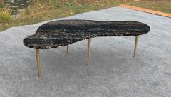 T H Robsjohn Gibbings T H Gibbings Style Italian Kidney Form Nero Portoro Marble Coffee Table Brass - 4349426