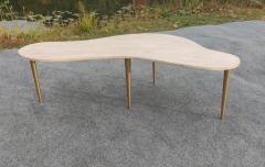 T H Robsjohn Gibbings T H Gibbings Style Italian Kidney Form Nero Portoro Marble Coffee Table Brass - 4349432
