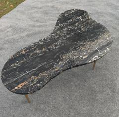 T H Robsjohn Gibbings T H Gibbings Style Italian Kidney Form Nero Portoro Marble Coffee Table Brass - 4349445
