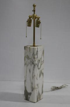 T H Robsjohn Gibbings T H Robsjohn Gibbings Carrara Marble Large Table Lamp With Brass Hardware - 2905184