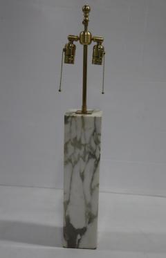 T H Robsjohn Gibbings T H Robsjohn Gibbings Carrara Marble Large Table Lamp With Brass Hardware - 2905187