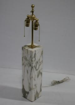 T H Robsjohn Gibbings T H Robsjohn Gibbings Carrara Marble Large Table Lamp With Brass Hardware - 2905189